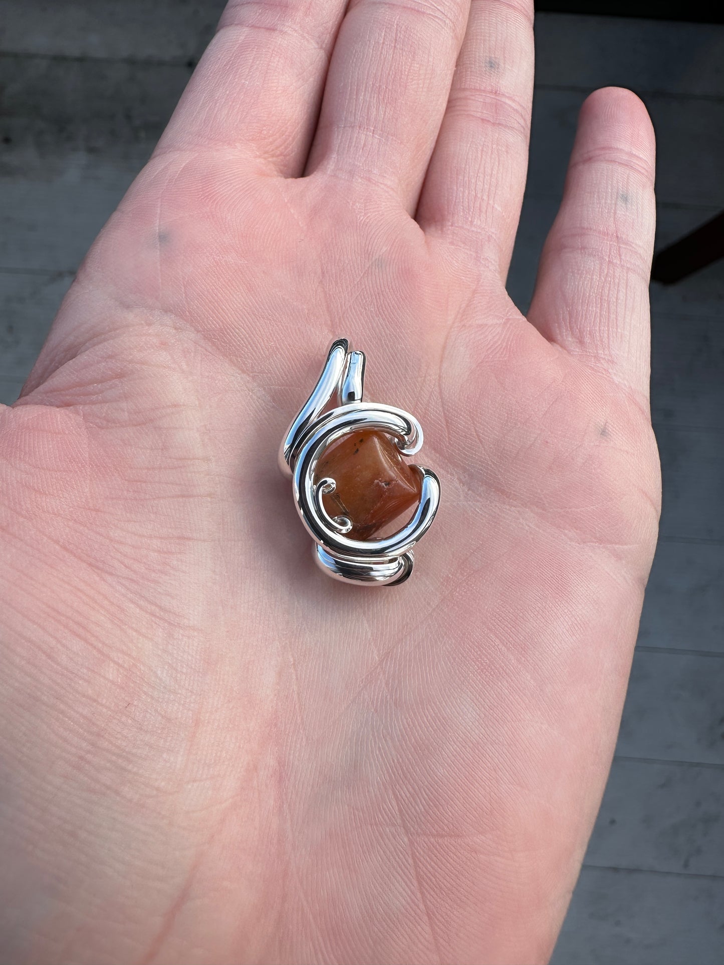 Iron Quartz Pendant. Argentium Silver