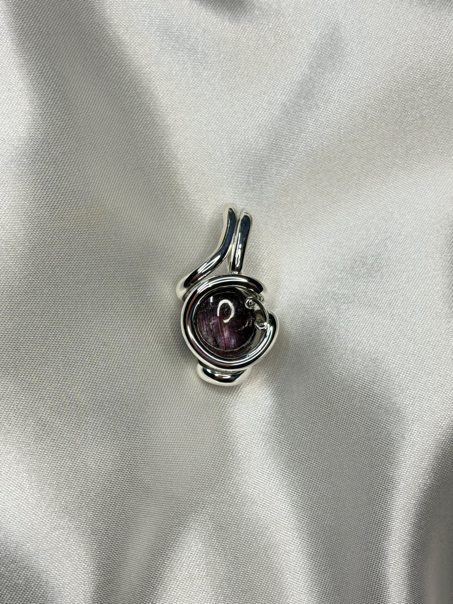 Ruby Pendant. Argentium Silver