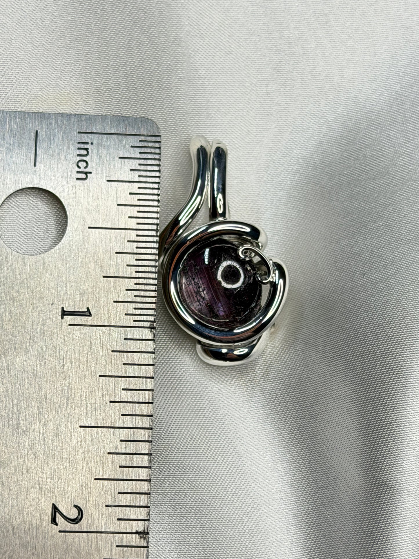 Ruby Pendant. Argentium Silver