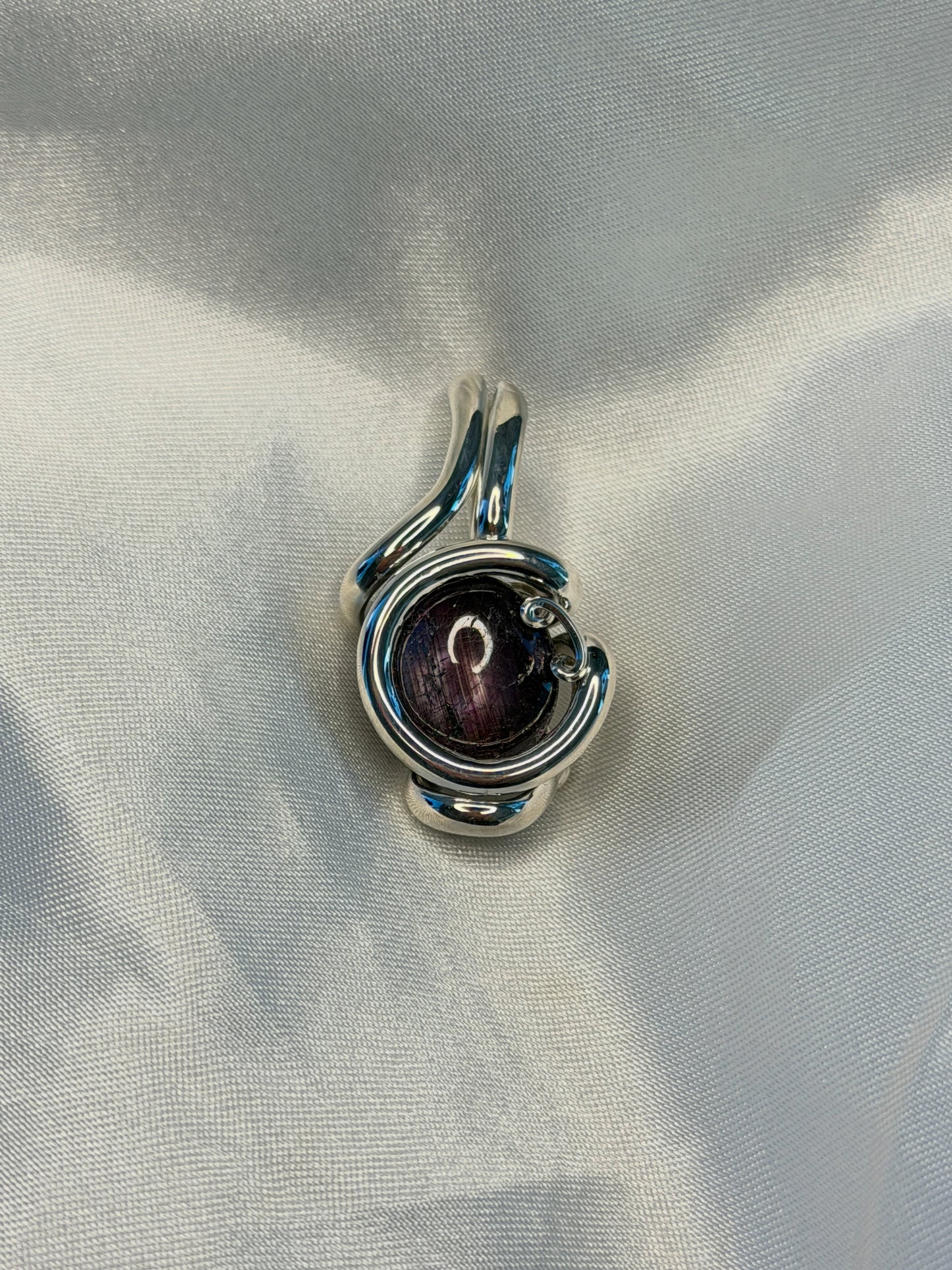 Ruby Pendant. Argentium Silver